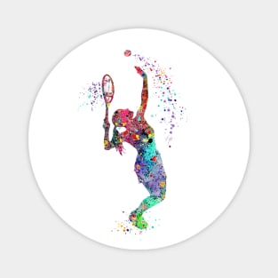 Girl Tennis Watercolor Painting Art Print Gifts Magnet